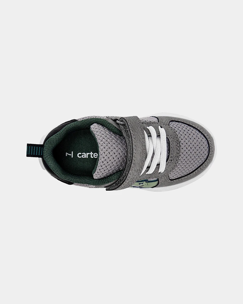 Toddler Boy Dinosaur Athletic Sneakers - Grey/White
