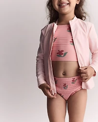 Toddler Girl Smocked Tankini Floral Print - Pink