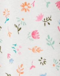 Baby Girl Floral Print Snug Fit Cotton Footie 1-Piece Pyjamas