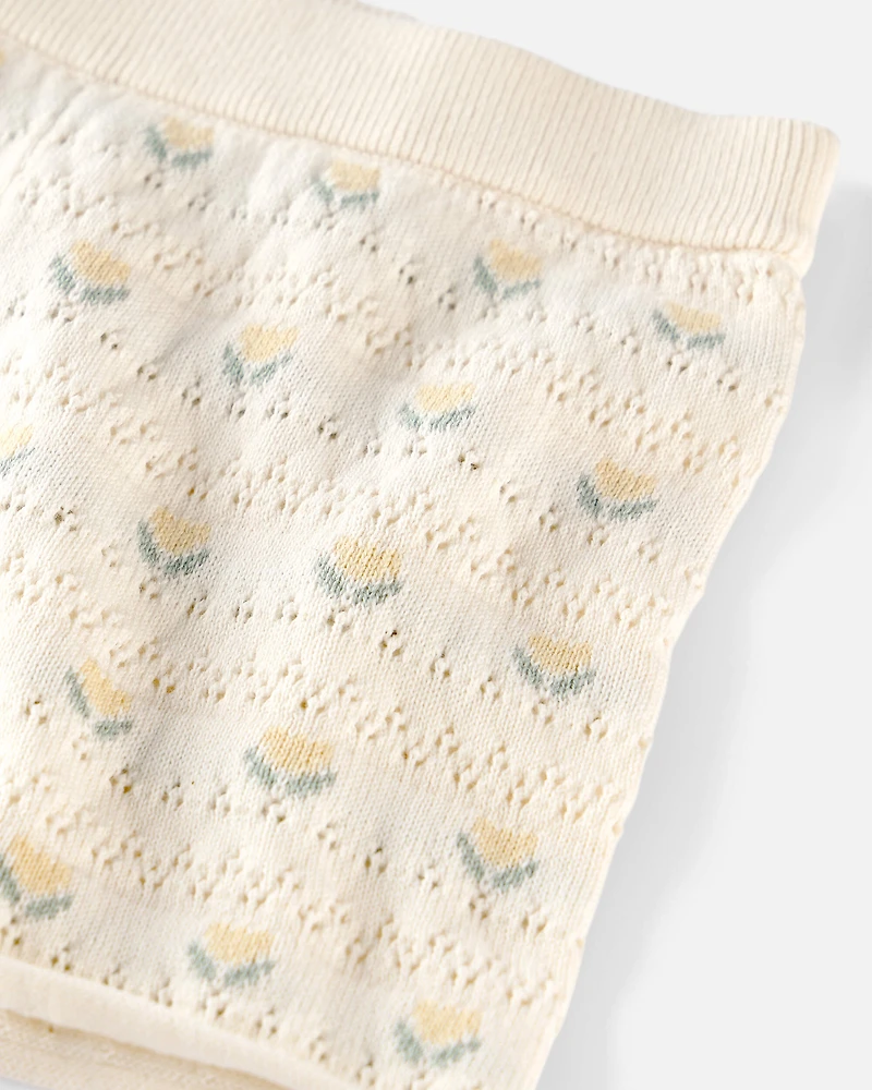 Toddler Girl Organic Cotton Sweater Knit Set Honey Floral Print