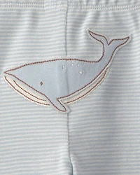 Baby 3-Piece Whale Bodysuit & Pant Set - Blue/Ivory