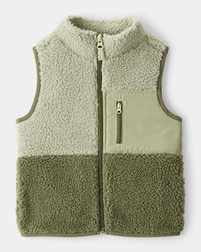 Toddler Boy Sherpa Sleeveless Vest - Green