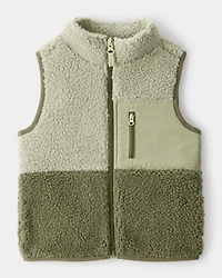 Toddler Boy Sherpa Sleeveless Vest - Green