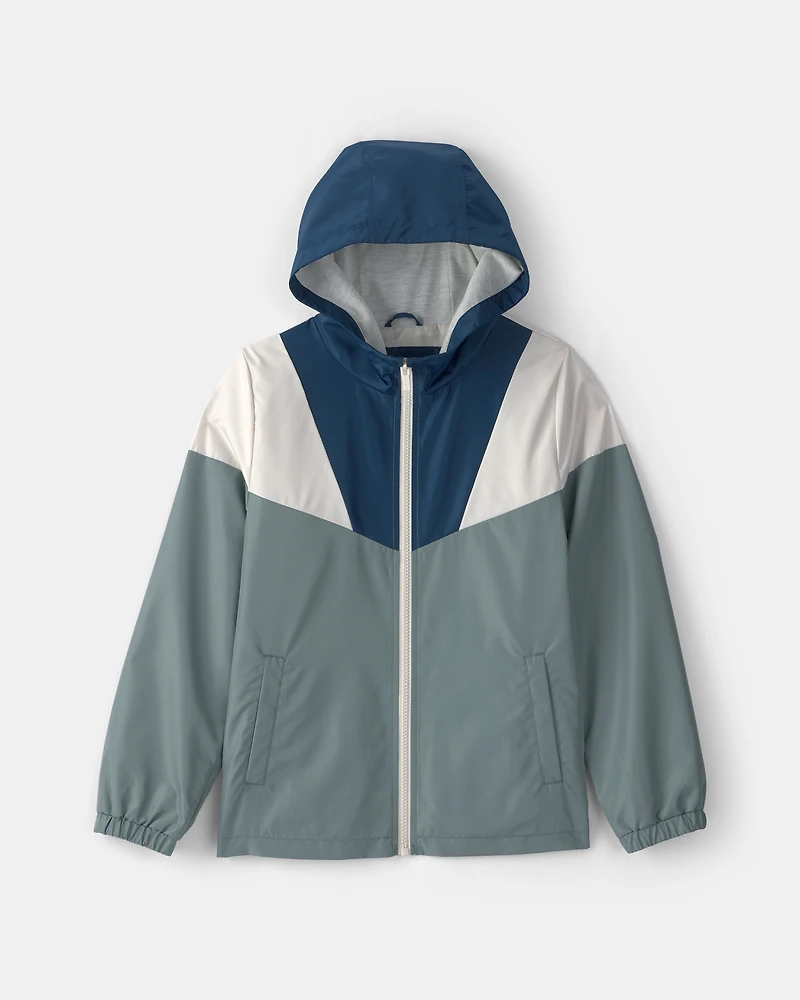 Boys Colourblock Windbreaker- Blue/Green