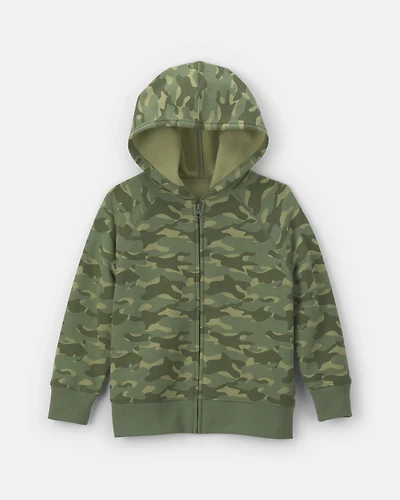 Boys Camo Zip-Up Hoodie - Green