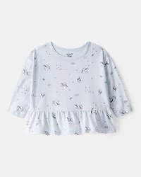 Baby Girl Unicorn Print Long-Sleeve Top - Blue