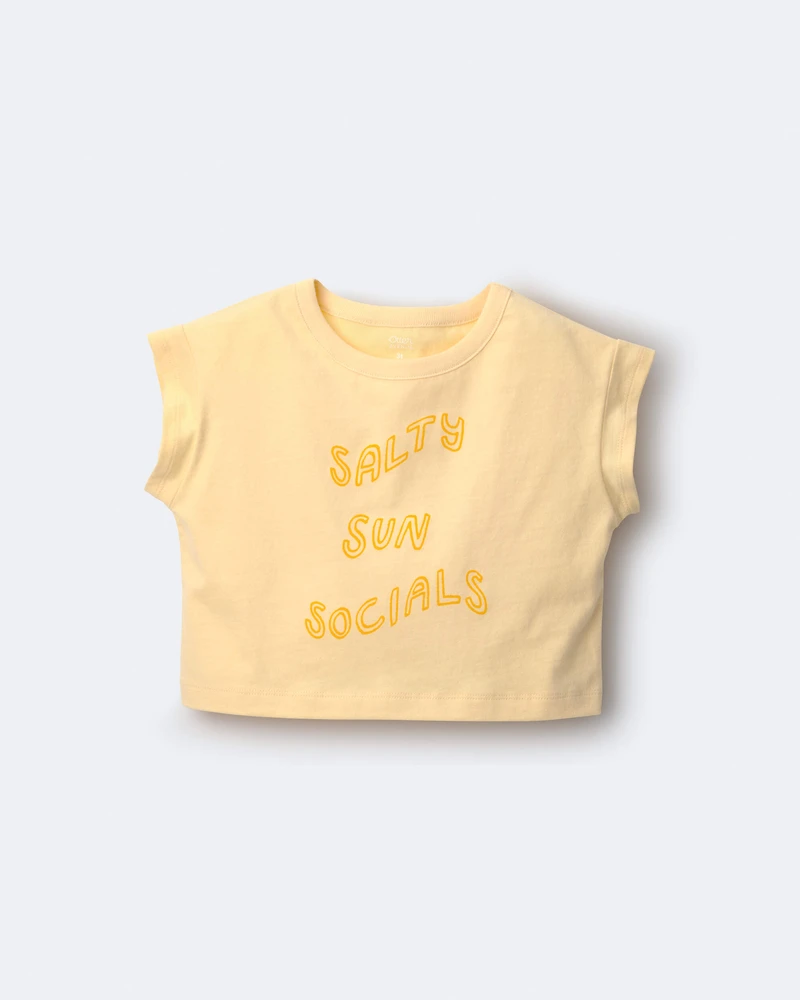 Toddler Girl 'Salty Sun Socials' Boxy Tee - Yellow