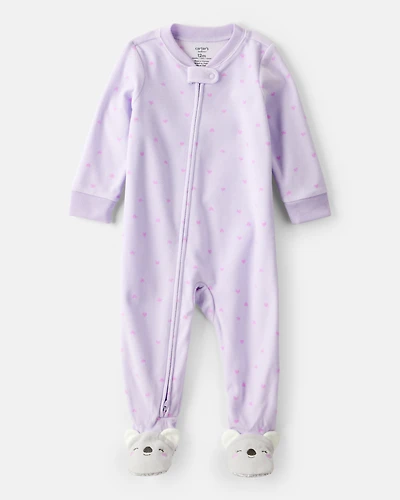 Toddler Girl Koala Loose Fit 1-Piece Pajamas - Purple