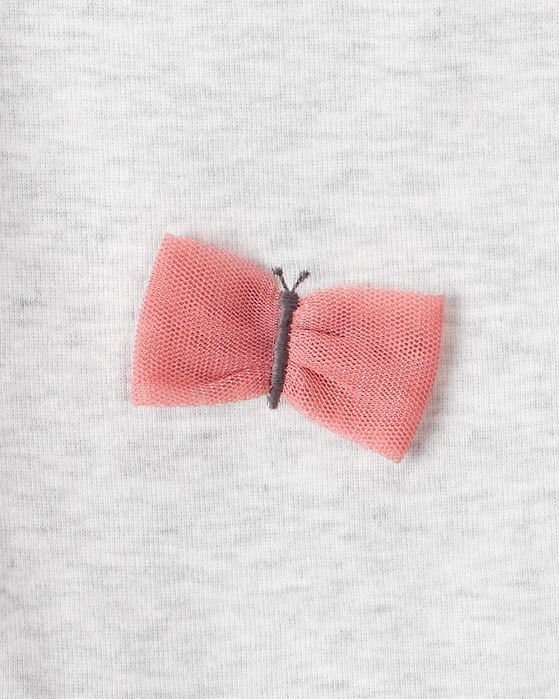 Baby Girl Butterfly Long-Sleeve Bodysuit & Pant Set - Grey/Pink