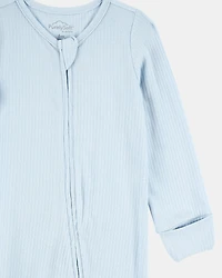 Baby Boy Solid 2-Way Zip PurelySoft Sleeper Pyjamas - Blue