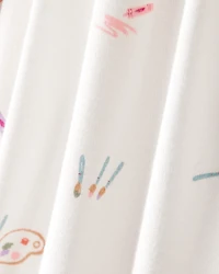 Baby Girl Paint Print PurelySoft Short-Sleeve Bodysuit Dress - Ivory