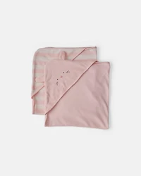 Baby Girl 2-Pack Bunny Terry Towels - Pink