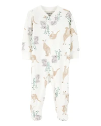 Baby Girl Kangaroo 2-Way Zip Cotton Sleeper pyjamas