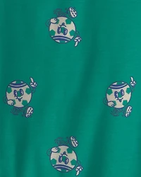 Toddler Boy Soccer Short-Sleeve Loose Fit 2-Piece Pyjama Set - Green/Grey