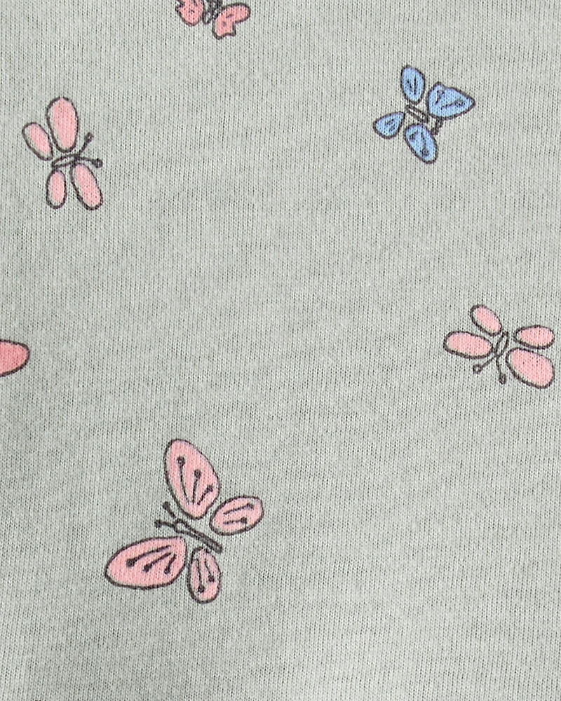 Baby Girl Butterfly Long-Sleeve Knit Dress - Green