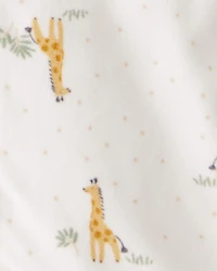 Baby Giraffe Print Long-Sleeve Wearable Blanket - White