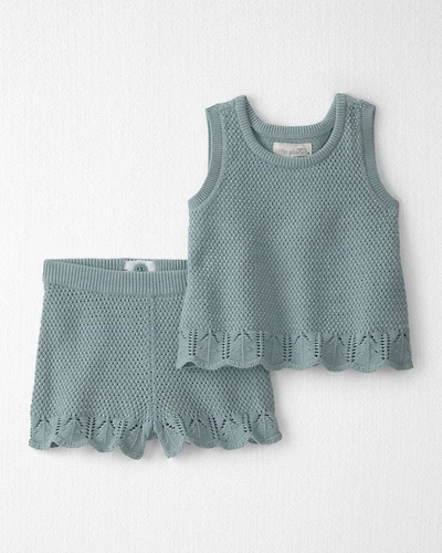 Baby Girl 2-Piece Organic Cotton  Knit Top & Short Set