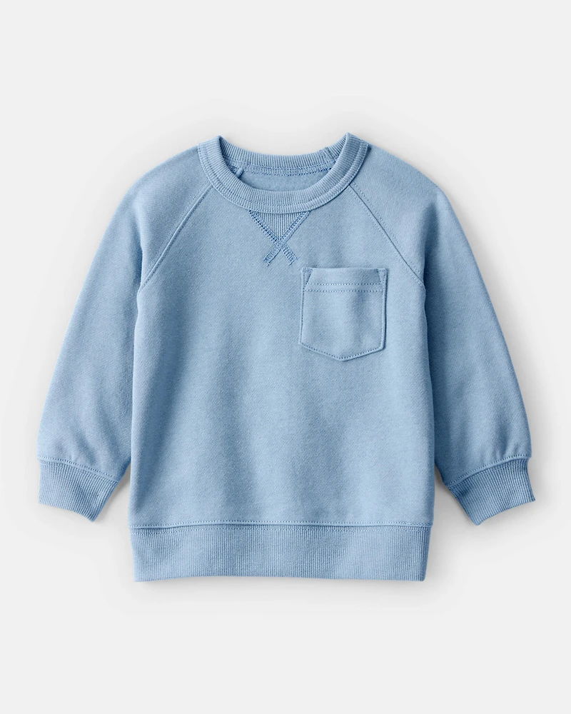 Baby Boy Solid Fleece Long-Sleeve Sweatshirt - Blue