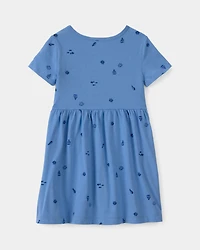 Toddler Girl Seashell Short-Sleeve Dress - Blue