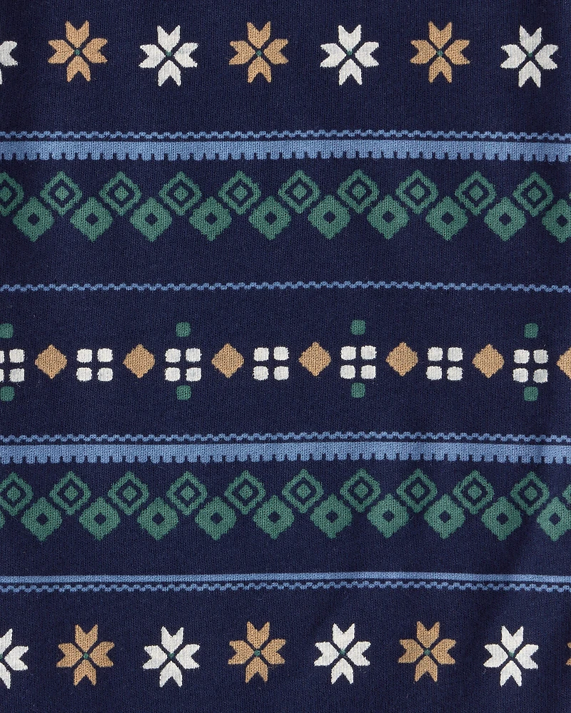 Baby Boy 4-Pack Fair Isle Long-Sleeve Multipack Bodysuits - Blue/Navy/Green