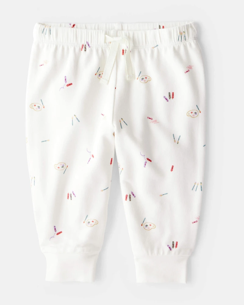 Baby Girl Paint Print PurelySoft Long-Sleeve Tee & Pant Set - White