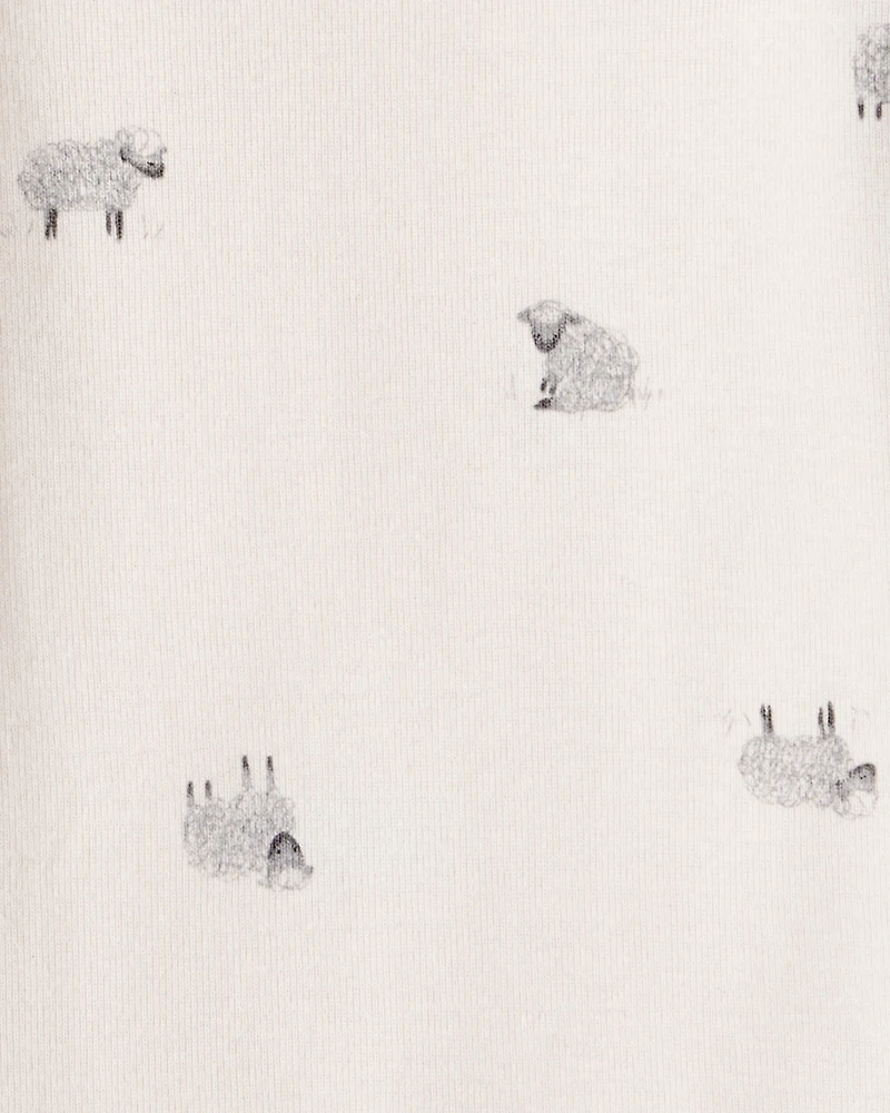 Baby Boy 2-Piece Sheep Print Cotton Long-Sleeve Overall Set - White/Grey