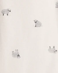 Baby Boy 2-Piece Sheep Print Cotton Long-Sleeve Overall Set - White/Grey