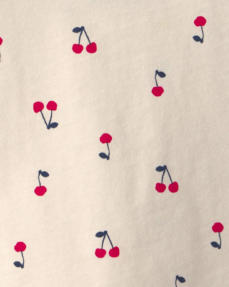 Toddler Girl Cherry Ruffle-Sleeve Tank Top - Cream