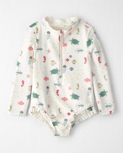 Toddler Girl Recycled Rashguard Swimsuit Under the Sea