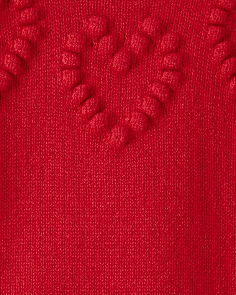 Toddler Girl Heart Long-Sleeve Sweater - Red