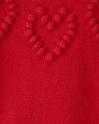 Toddler Girl Heart Long-Sleeve Sweater - Red