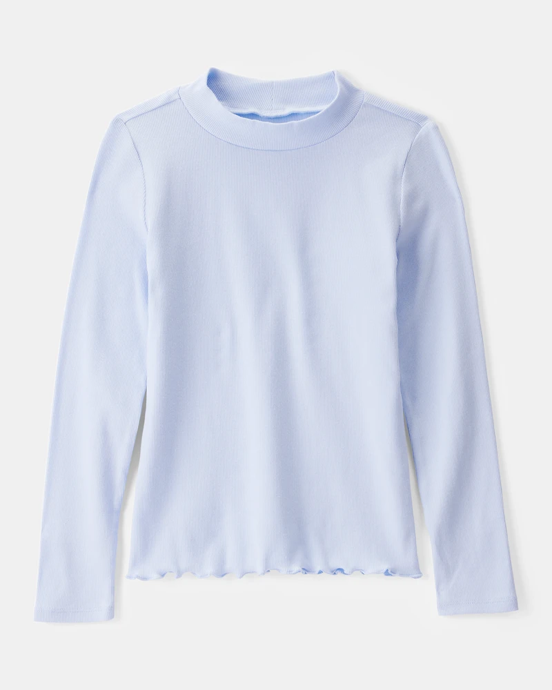 Girls Mock Neck Long-Sleeve Top - Blue