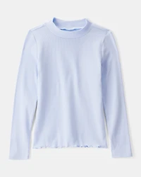 Girls Mock Neck Long-Sleeve Top - Blue