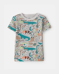 Toddler Boy Alligator 100% Cotton Snug Fit 2-Piece Pyjama Set - Grey