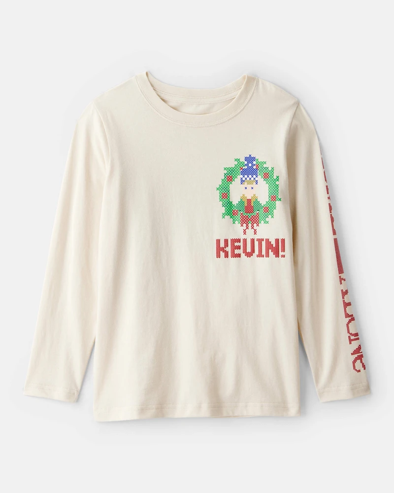 Boys Christmas Home Alone Long-Sleeve Graphic Tee - Cream