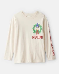 Boys Christmas Home Alone Long-Sleeve Graphic Tee - Cream