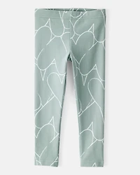Toddler Girl Cotton Heart Stretch Leggings - Green