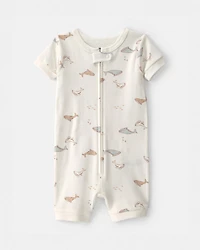 Toddler Whale 100% Cotton 1-Piece Romper Pyjama - Ivory