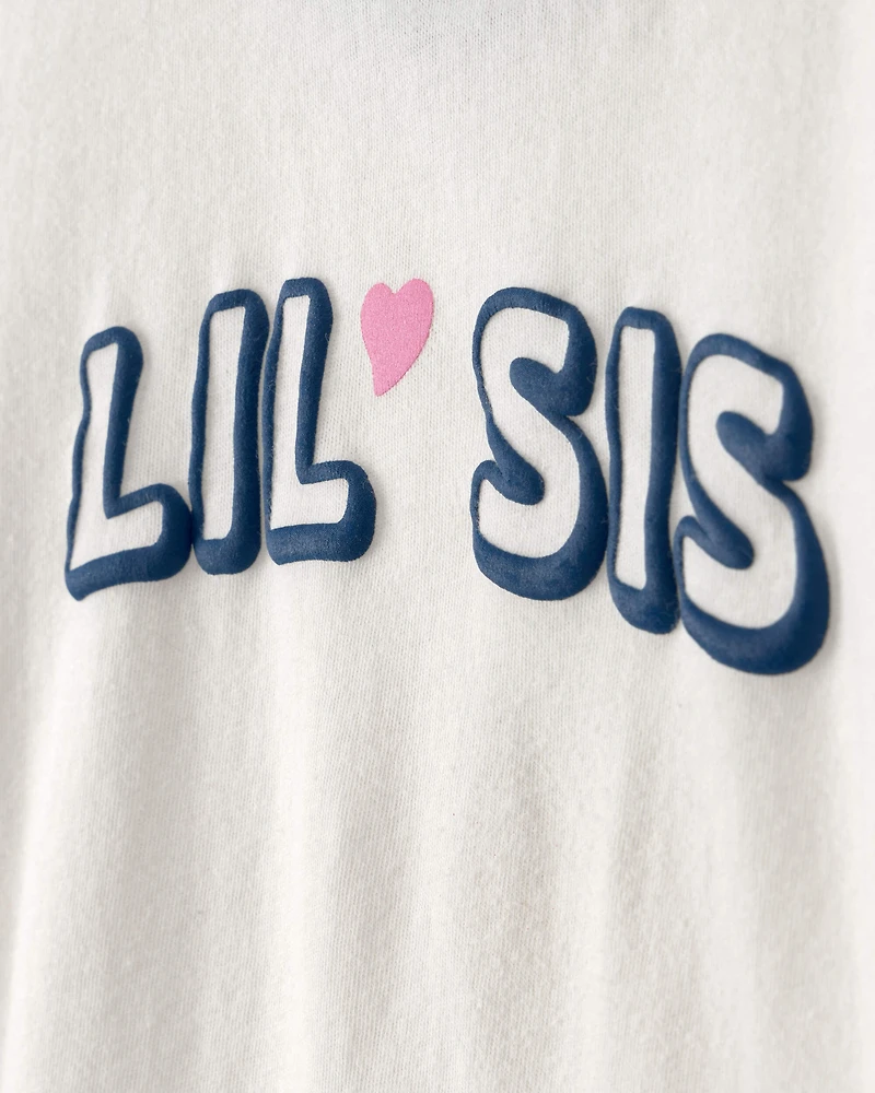 Toddler Girl 'Lil Sis' Graphic Tee - Ivory