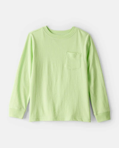 Boys Solid Pocket Long-Sleeve Tee - Green