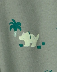 Baby Boy Dinosaur 2-Way Zip 100% Cotton Sleeper - Green
