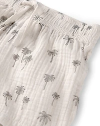 Toddler Boy 2-Piece Organic Cotton Gauze Top & Short Set Palm Trees