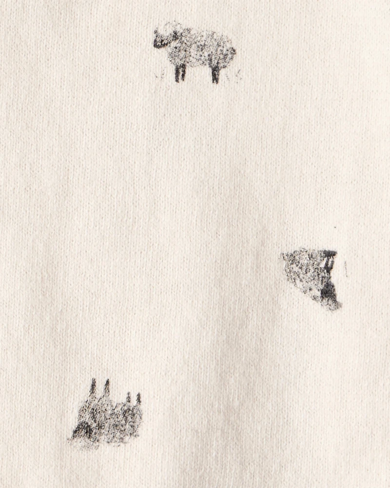 Baby Boy 2-Piece Sheep Print Cotton Long-Sleeve Tee & Pant Set - Ivory