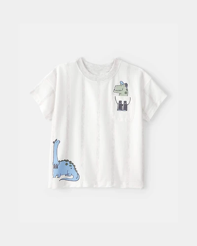 Toddler Boy Dinosaur Graphic Tee - White