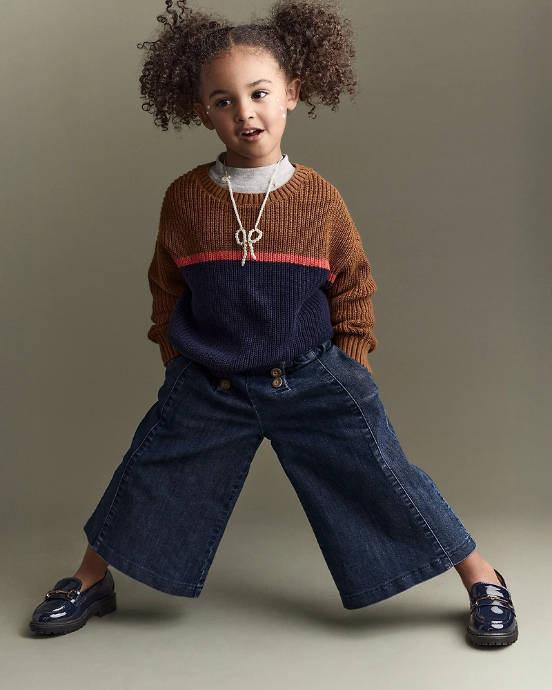 Toddler Girl Urban Wide Leg Denim Pant - Blue