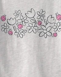 Toddler Girl Ladybug Floral Graphic Tee - Grey