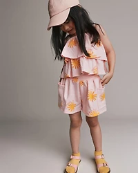 Toddler Girl Swing Short with Pockets Sunny Life Print - Rose