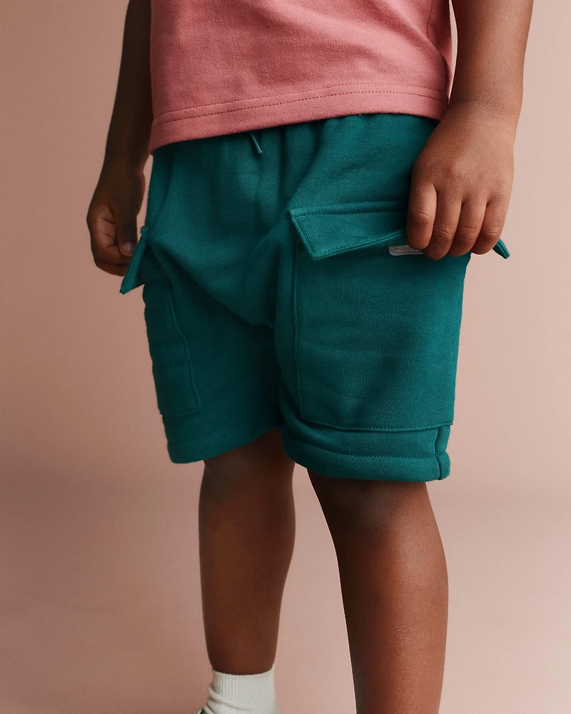 Toddler Boy French Terry Cargo Shorts - Green