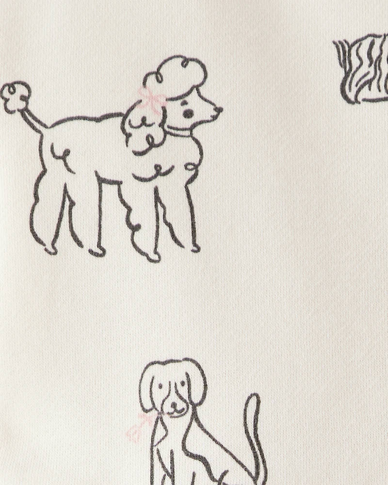 Toddler Girl DayDream Fleece Puppy Knit Dress - Ivory