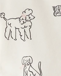 Toddler Girl DayDream Fleece Puppy Knit Dress - Ivory